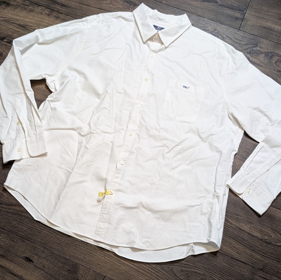 Vineyard Vines White‎ Button Up Slim Fit Tucker Shirt Size XXL